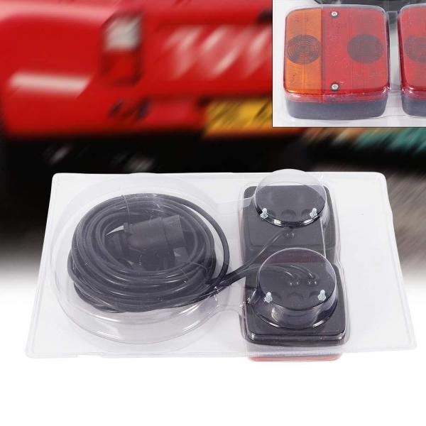 Lot de feux arrière 12 V 7,5 m câblés 7 broches avec éclairage de plaque minéralogique pour remorque