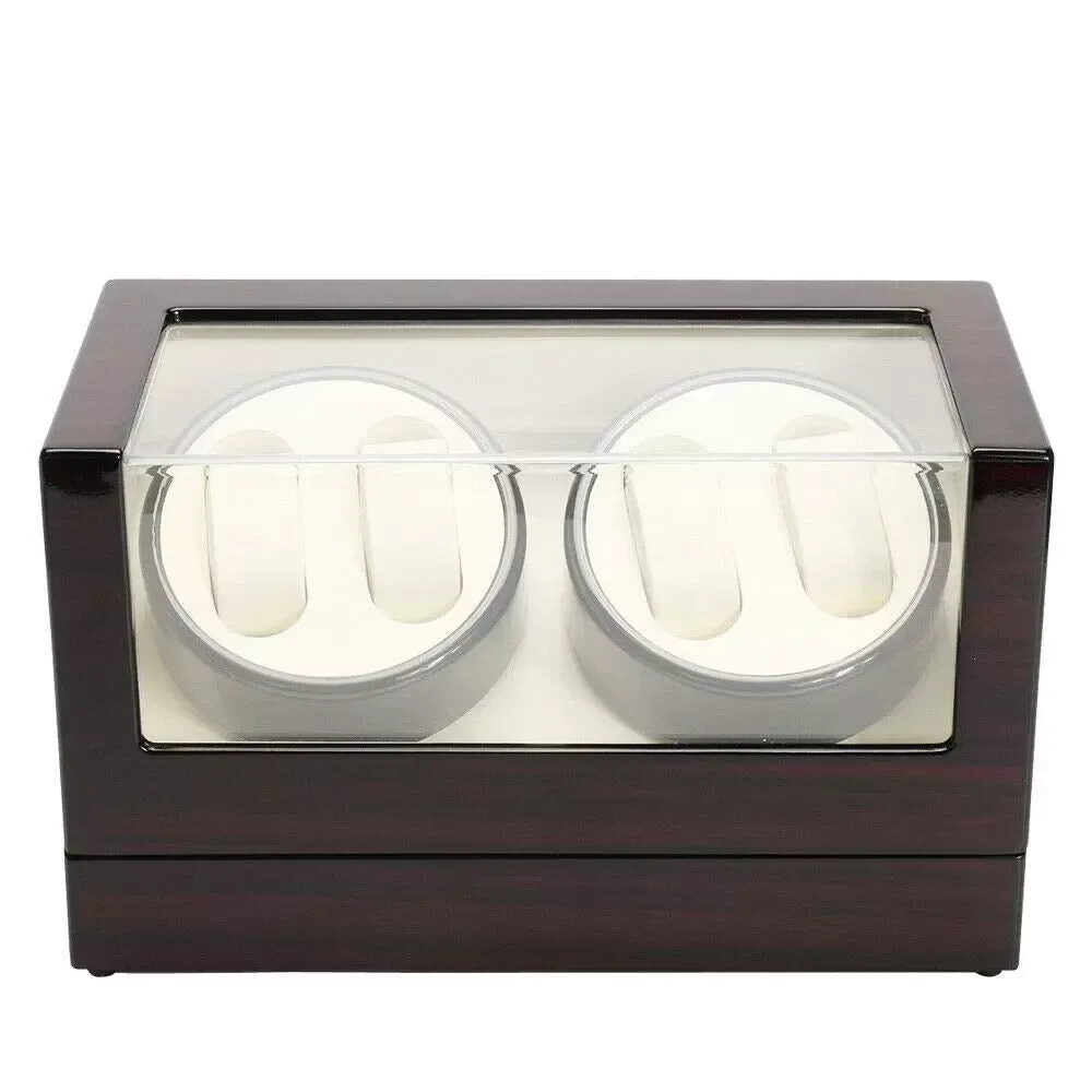 CNCEST Remontoir en bois pour montres automatiques - 4 boîtes à montres - Boîte de rangement pour lunettes - Présentation avec vitrine