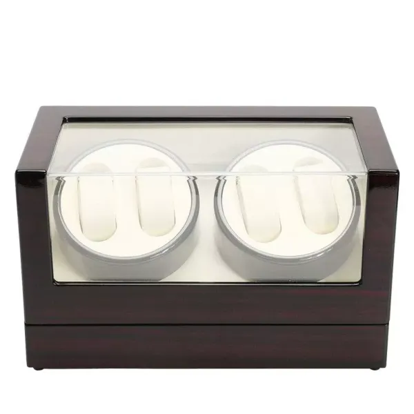 CNCEST Remontoir en bois pour montres automatiques - 4 boîtes à montres - Boîte de rangement pour lunettes - Présentation avec vitrine