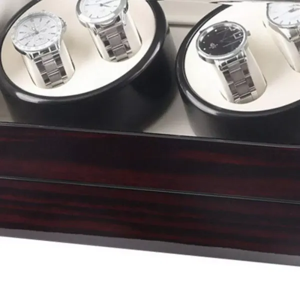 CNCEST Remontoir en bois pour montres automatiques - 4 boîtes à montres - Boîte de rangement pour lunettes - Présentation avec vitrine