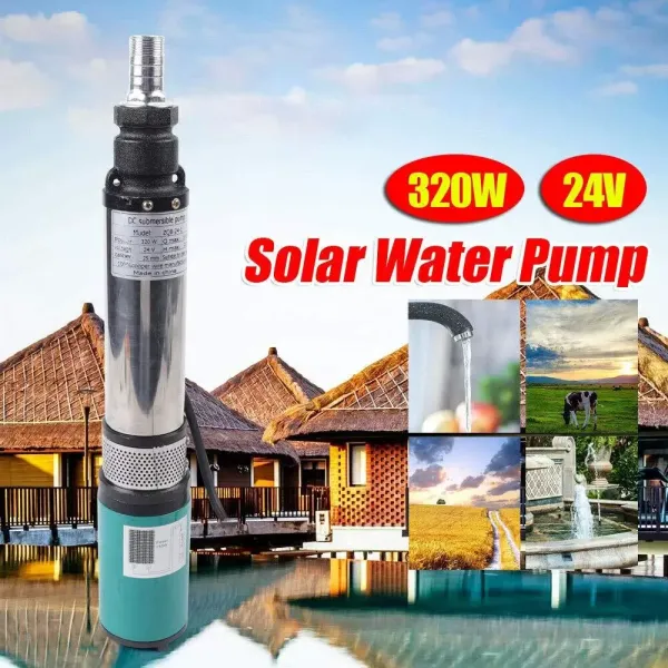 320 W Pompe solaire immergée en acier inoxydable DC 24 V Pompe submersible 25 m 5 m³/h