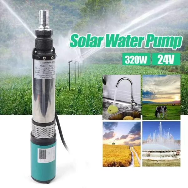 320 W Pompe solaire immergée en acier inoxydable DC 24 V Pompe submersible 25 m 5 m³/h
