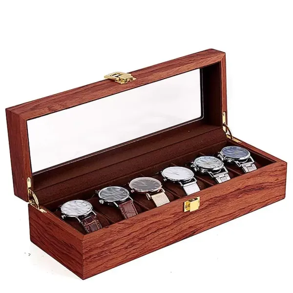 Boîte à montres 6/10/12 - Grille en bois et velours - Vintage - Boîte à montres - Boîte à bijoux - Cadeau - Boîte à montres (6 cellules)