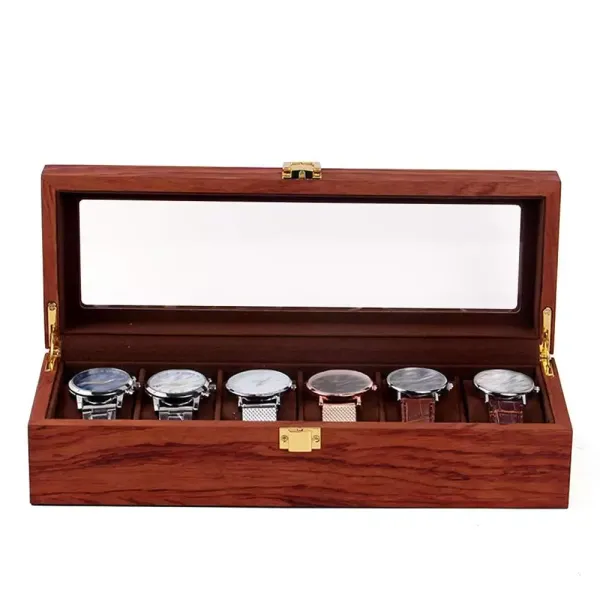 Boîte à montres 6/10/12 - Grille en bois et velours - Vintage - Boîte à montres - Boîte à bijoux - Cadeau - Boîte à montres (6 cellules)