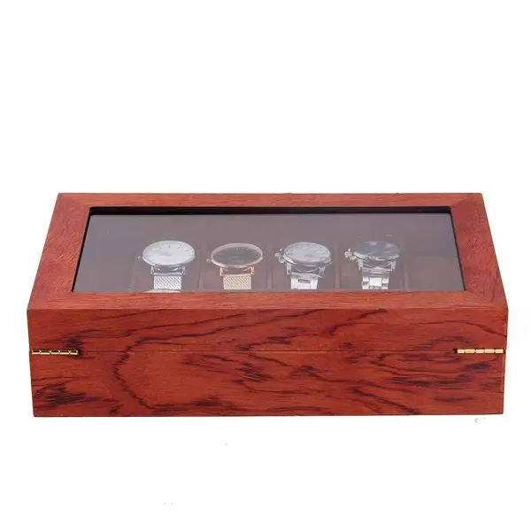 Coffret à Montres, Boîte pour Montres et Bracelets, Boîte à montres en bois à grilles multiples, doublure en velours, Rosewood Grain. (12 grilles)