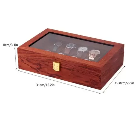 Coffret à Montres, Boîte pour Montres et Bracelets, Boîte à montres en bois à grilles multiples, doublure en velours, Rosewood Grain. (12 grilles)