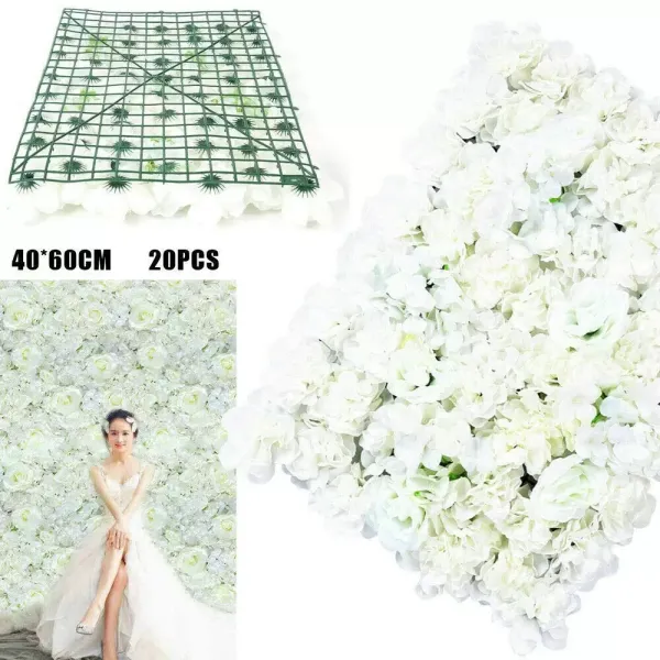 Fleurs d'hortensia artificielles en soie pour le jardin, le mariage, le lieu de la route principale, 60 x 40 x 7 cm (blanc laiteux)