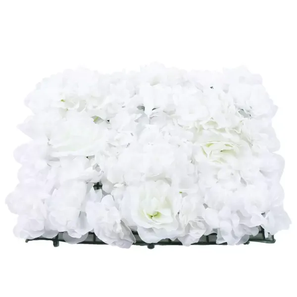 Lot de 15 murs de fleurs artificielles pour décoration de mariage, de rue, d'hortensia, blanc, 60 cm x 40 cm
