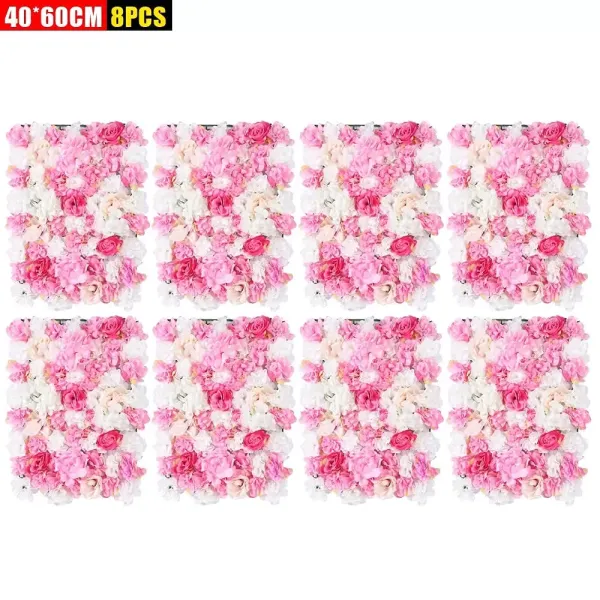 Lot de 8 panneaux muraux de fleurs artificielles pour décoration de jardin, maison, mariage, fête - 40 x 60 cm