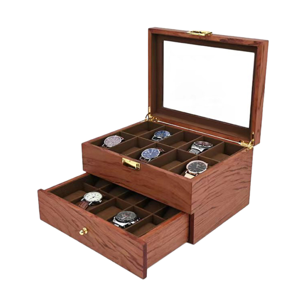 CNCEST Boîte de rangement pour montres - 20 emplacements - Avec couvercle transparent - En bois - Pour homme et femme CNCEST Boîte de rangement pour montres - 20 emplacements - Avec couvercle transparent - En bois - Pour homme et femme
