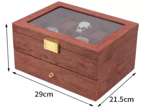 CNCEST Boîte de rangement pour montres - 20 emplacements - Avec couvercle transparent - En bois - Pour homme et femme