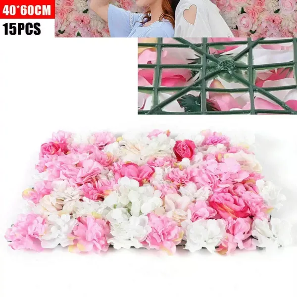 Lot de 15 fleurs artificielles pour décoration de mariage - 40 x 60 cm - Rose foncé Lot de 15 fleurs artificielles pour décoration de mariage - 40 x 60 cm - Rose foncé