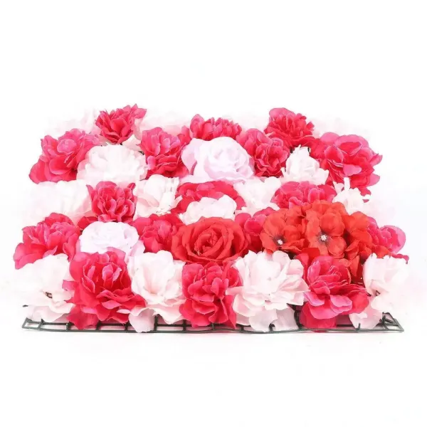 Lot de 6 murs de roses artificielles pour mariage, fond rose foncé, 40 x 60 cm pour jardin, mariage, décoration de photographie