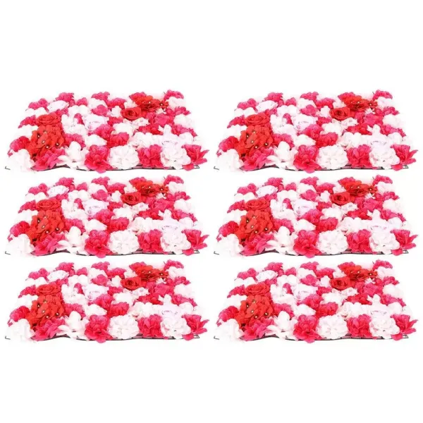 Lot de 6 murs de roses artificielles pour mariage, fond rose foncé, 40 x 60 cm pour jardin, mariage, décoration de photographie