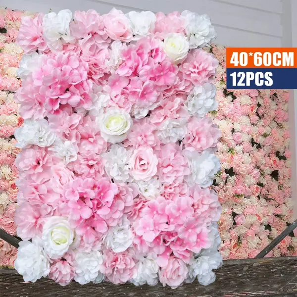12 x 40 x 60 cm - Mur de roses artificielles - Pour décoration de mariage - Fond de rue - Mur de fleurs en soie