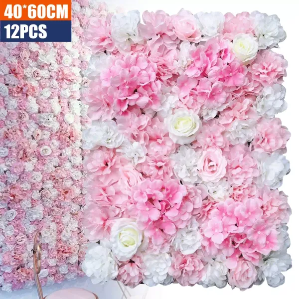 12 x 40 x 60 cm - Mur de roses artificielles - Pour décoration de mariage - Fond de rue - Mur de fleurs en soie 12 x 40 x 60 cm - Mur de roses artificielles - Pour décoration de mariage - Fond de rue - Mur de fleurs en soie