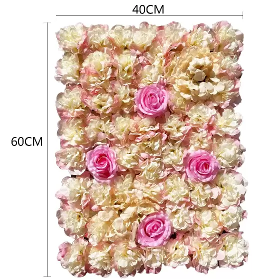 Set van 6 kunstzijden bloemenwandpanelen, 40 x 60 cm