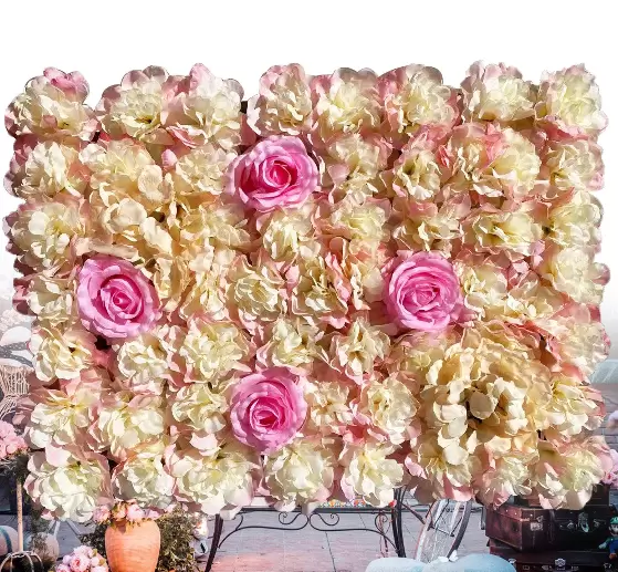 Set van 6 kunstzijden bloemenwandpanelen, 40 x 60 cm