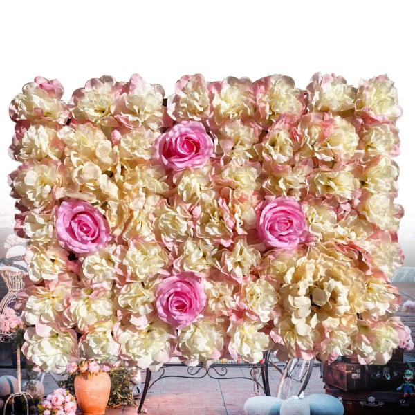 Lot de 6 panneaux muraux de fleurs artificielles en soie, 40 x 60 cm