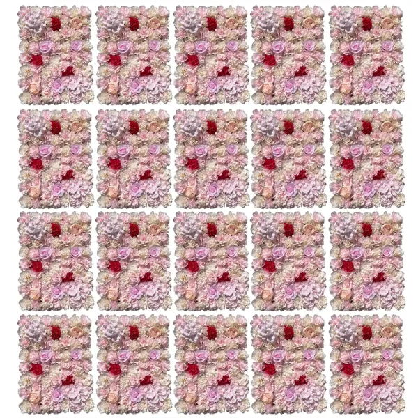 Lot de 20 pots de fleurs artificielles - Mur de roses - Décoration de fond - Décoration de mariage - 40 x 60 cm