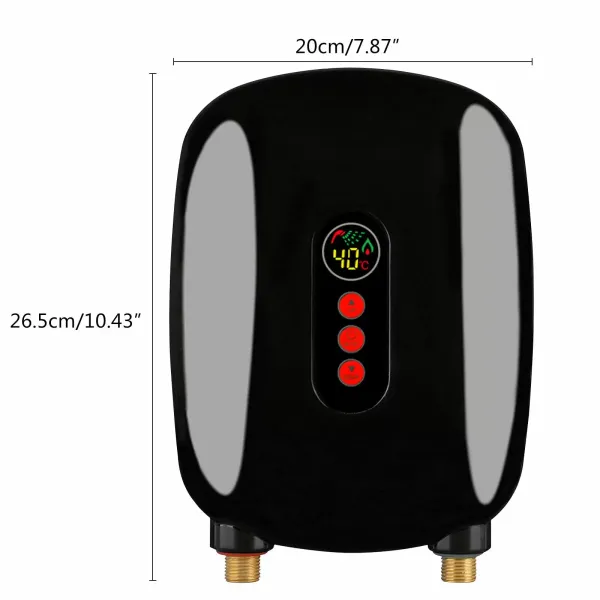 Mini chauffe-eau électronique - 6,5 kW - 220 V - Sous évier - Avec affichage LCD - Pour salle de bain, cuisine, douche - Noir