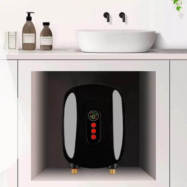 Mini chauffe-eau électronique - 6,5 kW - 220 V - Sous évier - Avec affichage LCD - Pour salle de bain, cuisine, douche - Noir