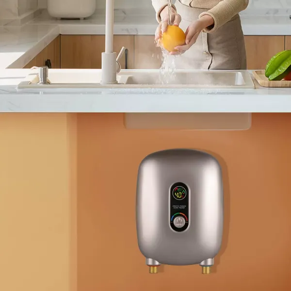 Mini chauffe-eau électrique - Petit chauffe-eau instantané - Chauffe-eau instantané - Avec écran LCD - 6500 W - Pour salle de bain et cuisine