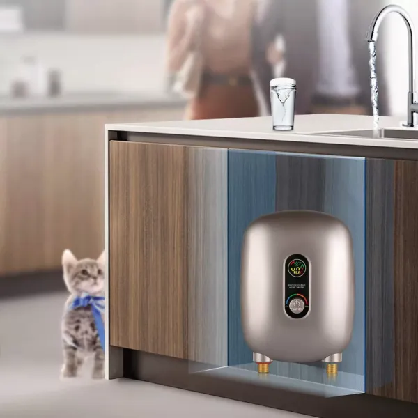 Mini chauffe-eau électrique - Petit chauffe-eau instantané - Chauffe-eau instantané - Avec écran LCD - 6500 W - Pour salle de bain et cuisine