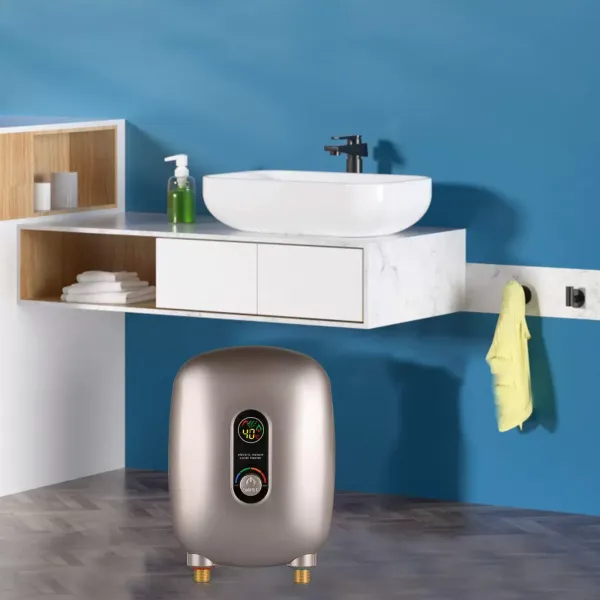 Mini chauffe-eau électrique - Petit chauffe-eau instantané - Chauffe-eau instantané - Avec écran LCD - 6500 W - Pour salle de bain et cuisine