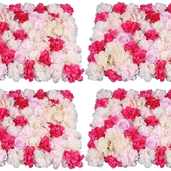 CNCEST Lot de 4 roses artificielles en soie pour décoration de mariage, de fête, de maison, 60 x 40 cm, couleur crème, jaune clair et rose