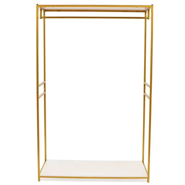 Porte-manteau doré avec étagère - 120 x 45 x 188 cm - En métal - Pour robe de mariée - Pour chaussures et bottes