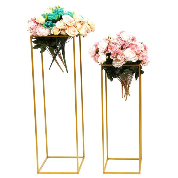 2 pièces de fleurs métalliques décorant des vases de fleurs à la chute de la route de la colonne de référence des fournitures de mariage