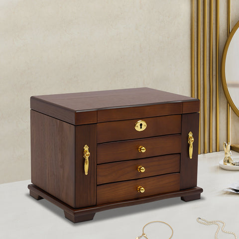 Boîte de rangement en bois à 4 couches pour bijoux