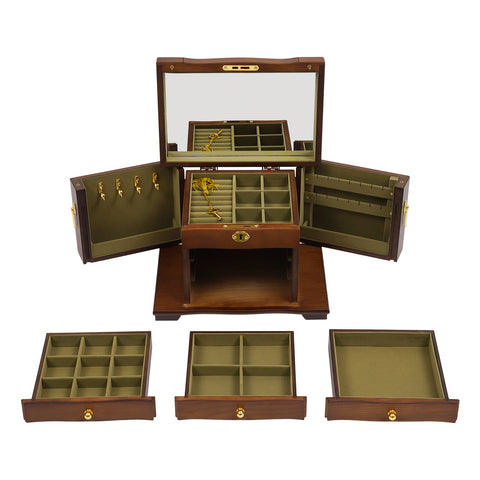 Boîte de rangement en bois à 4 couches pour bijoux