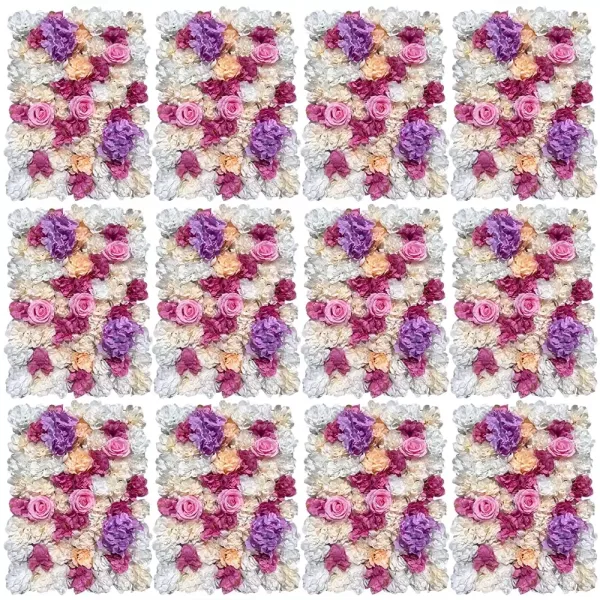 CNCEST Mur de fleurs artificielles - Panneau décoratif - Fleur de soie pour jardin - Décoration murale de mariage - 12 pièces