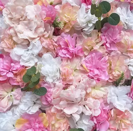 CNCEST 6 stuks plantenbloemmuur roze paars dahlia + hortensia + doe-het-zelf bruiloftswegachtergrond