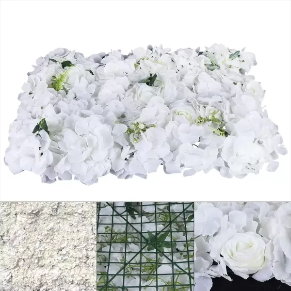 CNCEST 12 x mur de fleurs artificielles pour décoration de mariage, fête (blanc)