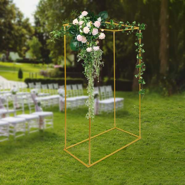 Arche De Mariage Dorée 1,8x2,4m - Support Floral Pour Cérémonie Et Fête
