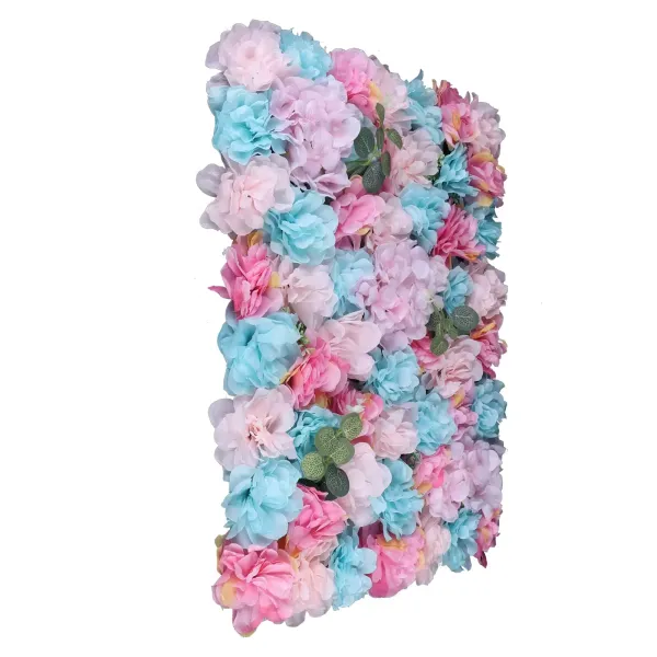 12Panneau Mural de Fleurs artificielles d'hortensia et de Rose, Faux Panneaux muraux de Fleurs artificielles