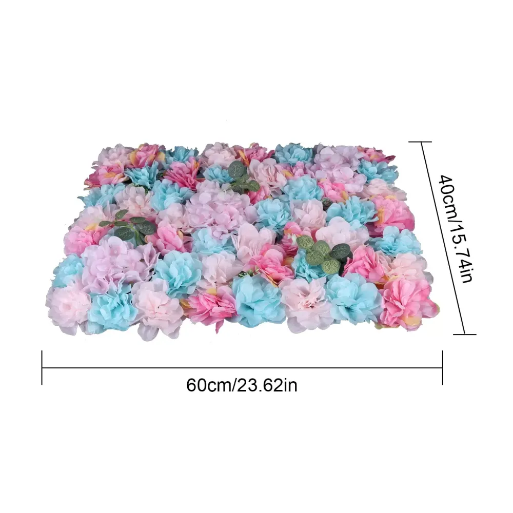 12Panneau Mural de Fleurs artificielles d'hortensia et de Rose, Faux Panneaux muraux de Fleurs artificielles