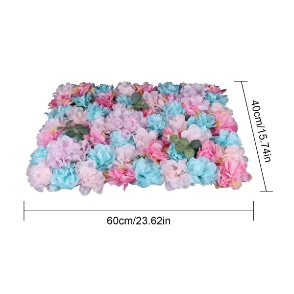 12Panneau Mural de Fleurs artificielles d'hortensia et de Rose, Faux Panneaux muraux de Fleurs artificielles