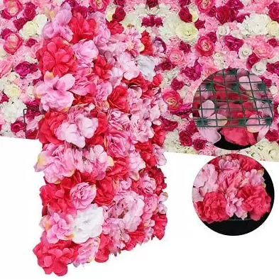 Set van 12 bloemenwanden - trouwwanddecoratie - 40 x 60 cm - zijden rozen