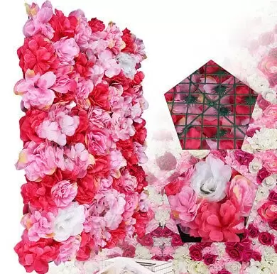 Set van 12 bloemenwanden - trouwwanddecoratie - 40 x 60 cm - zijden rozen
