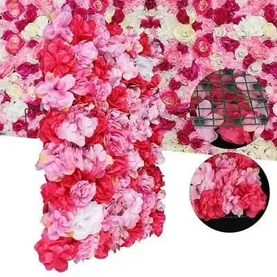 Lot de 12 murs de fleurs - Décoration murale de mariage - 40 x 60 cm - Roses en soie