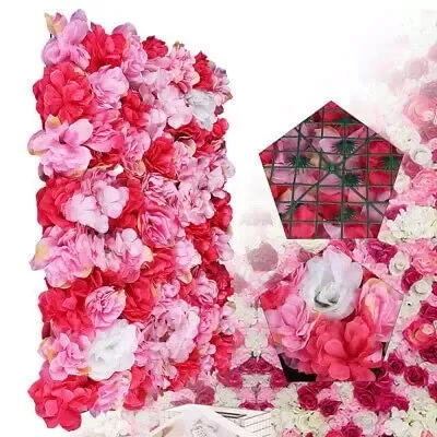 Lot de 12 murs de fleurs - Décoration murale de mariage - 40 x 60 cm - Roses en soie Lot de 12 murs de fleurs - Décoration murale de mariage - 40 x 60 cm - Roses en soie