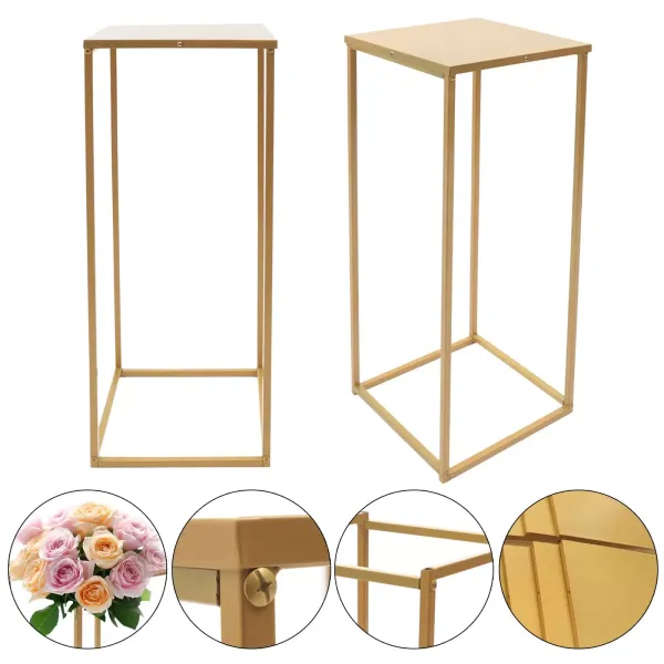 Lot de 10 Supports de Fleurs Métal Doré 80 cm Amovibles pour Mariage avec Plafond Décoration de Table Rectangulaire