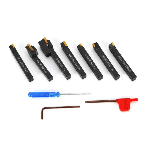 Kit de 7 pièces de 8 mm en acier tournant avec support de serrage en acier inoxydable