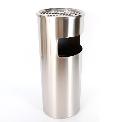 30L 62cm (Argent/Noir) Cendrier sur pied en acier inoxydable Cendrier sur pied avec poubelle, y compris le cendrier supérieur