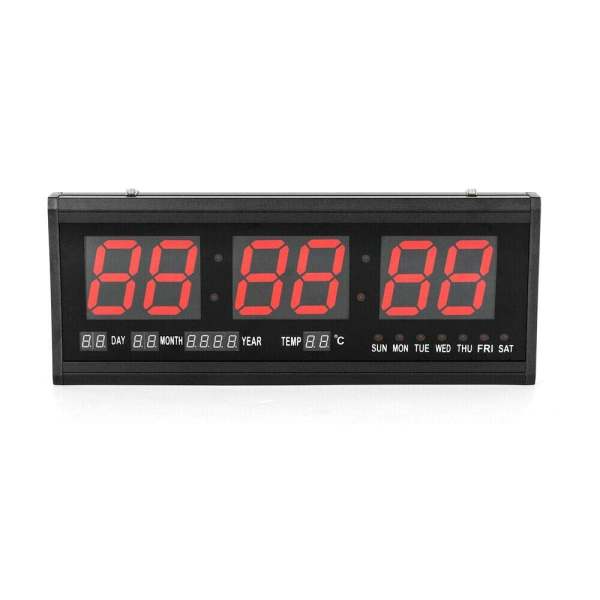 Horloge numérique murale Horloge électronique numérique surdimensionnée, le rouge a affichage de la température