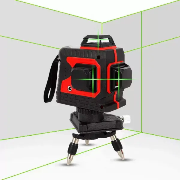 Niveau à bulle 3D auto-nivelant 12 lignes 360° (aspect rouge lumière verte)
